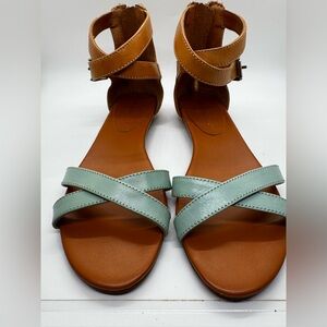 Rebecca Minkoff Bettina Gladiator Flat Sandals Teal and Brown Size 6.5 US